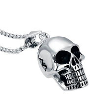 Load image into Gallery viewer, Silver Tone Skull Necklace Men