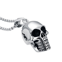 Load image into Gallery viewer, Silver Tone Skull Necklace Men