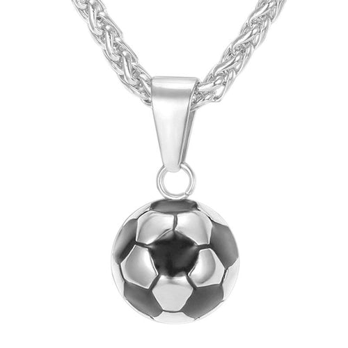 Stainless Steel Football Pendant Necklace
