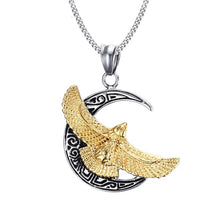 Load image into Gallery viewer, Punk Crescent Moon Hawk Necklace