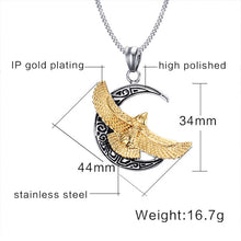 Load image into Gallery viewer, Punk Crescent Moon Hawk Necklace