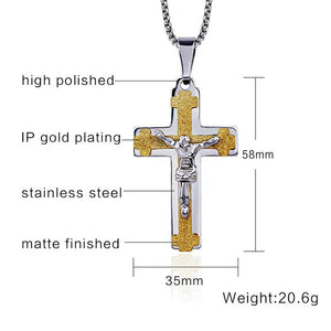Catholic Jesus Cross Pendant Necklace Men
