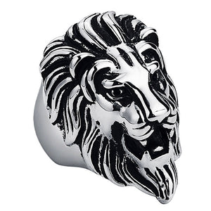 Stainless Steel Silver&Gold Color Lion Head Ring for Men