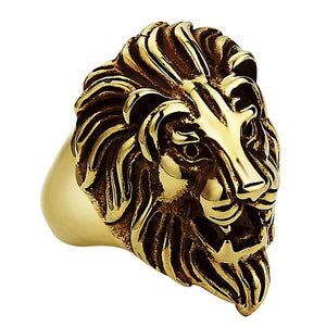 Stainless Steel Silver&Gold Color Lion Head Ring for Men