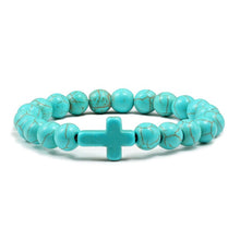 Load image into Gallery viewer, Bright Frosted Stone Cross Bracelet
