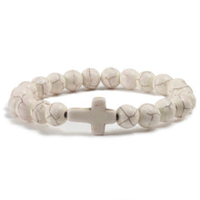Load image into Gallery viewer, Bright Frosted Stone Cross Bracelet