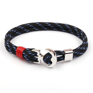 Fashion Black/Steel Anchor Bracelets Men